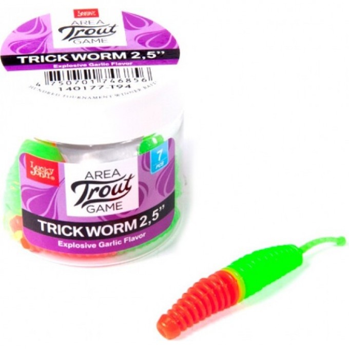Слаги съедобные искусственные LUCKY JOHN PRO SERIES TRICK WORM 2.5in (64 мм), цвет t94, 7 шт 140177-T94