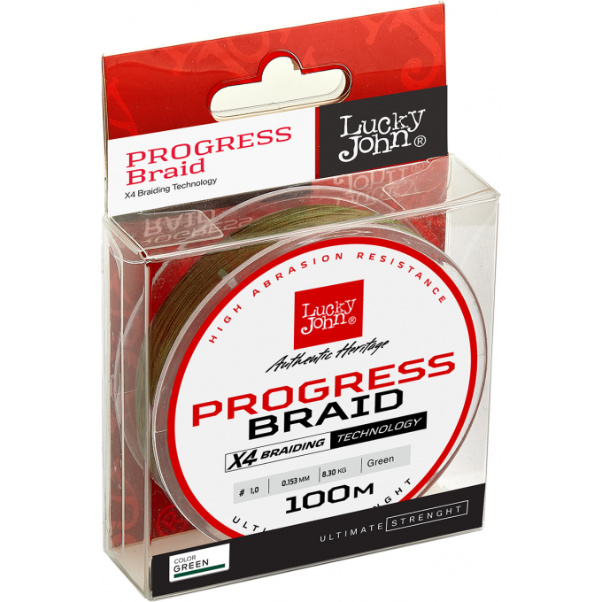 Леска плетёная LUCKY JOHN PROGRESS BRAID GREEN 100 м - 0,240 мм LJ4106-024